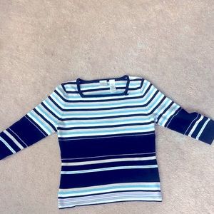 Blue Striped Quarter Sleeve Top